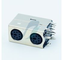 Spectra 6 Pin Mini DIN Female Right Angle Double Decker