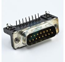 Amphenol FCI 15 Pin D-Sub Male Right Angle Delta Type W/O Stud & Nut