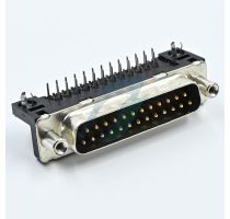 Amphenol FCI 25 Pin D-Sub Male Right Angle Delta Type With Stud & Nut