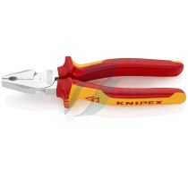 Knipex 02 06 180 SB High Leverage Combination Pliers insulated with multi-component grips, VDE-tested chrome-plated 180 mm (self-service card/blister)