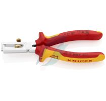 Knipex Insulation Stripper with opening spring, universal insulated with multi-component grips, VDE-tested chrome-plated 160 mm (self-service card/blister)