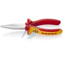 Knipex Long Nose Pliers insulated with multi-component grips, VDE-tested chrome-plated 160 mm