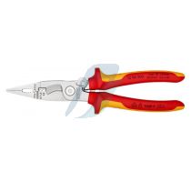 Knipex Pliers for Electrical Installation insulated with multi-component grips, VDE-tested with integrated insulated tether attachment point for a tool tether chrome-plated 200 mm (self-service card/blister)