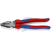 Knipex 02 02 225 T High Leverage Combination Pliers with multi-component grips, with integrated tether attachment point for a tool tether black atramentized 225 mm