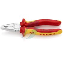 Knipex Combination Pliers insulated with multi-component grips, VDE-tested chrome-plated 180 mm (self-service card/blister)