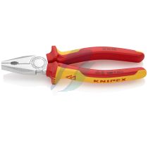 Knipex 03 06 200 SB Combination Pliers insulated with multi-component grips, VDE-tested chrome-plated 200 mm (self-service card/blister)