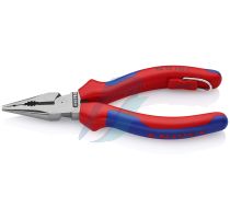 Knipex Needle-Nose Combination Pliers with multi-component grips, with integrated tether attachment point for a tool tether black atramentized 145 mm (self-service card/blister)