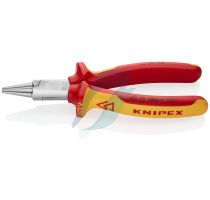 Knipex Round Nose Pliers insulated with multi-component grips, VDE-tested chrome-plated 160 mm