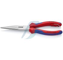 Knipex Snipe Nose Side Cutting Pliers (Stork Beak Pliers) with multi-component grips, with integrated tether attachment point for a tool tether chrome-plated 200 mm