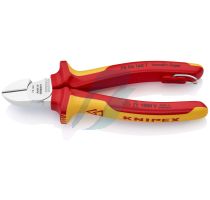 Knipex Diagonal Cutter insulated with multi-component grips, VDE-tested with integrated insulated tether attachment point for a tool tether chrome-plated 160 mm (self-service card/blister)