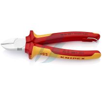 Knipex Diagonal Cutter insulated with multi-component grips, VDE-tested with integrated insulated tether attachment point for a tool tether chrome-plated 180 mm (self-service card/blister)