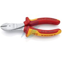 Knipex High Leverage Diagonal Cutter insulated with multi-component grips, VDE-tested chrome-plated 160 mm (self-service card/blister)