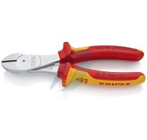 Knipex High Leverage Diagonal Cutter insulated with multi-component grips, VDE-tested chrome-plated 180 mm (self-service card/blister)