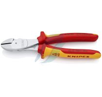 Knipex High Leverage Diagonal Cutter insulated with multi-component grips, VDE-tested chrome-plated 200 mm (self-service card/blister)