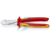 Knipex High Leverage Diagonal Cutter insulated with multi-component grips, VDE-tested with integrated insulated tether attachment point for a tool tether chrome-plated 250 mm (self-service card/blister)