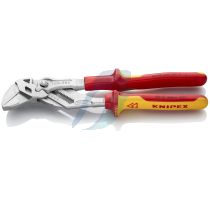 Knipex Pliers Wrench pliers and a wrench in a single tool insulated with multi-component grips, VDE-tested chrome-plated 250 mm (self-service card/blister)