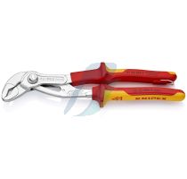 Knipex Cobra VDE High-tech Water Pump Pliers, insulated insulated with multi-component grips, VDE-tested with integrated insulated tether attachment point for a tool tether chrome-plated 250 mm (self-service card/blister)