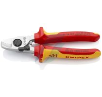 Knipex Cable Shears with opening spring insulated with multi-component grips, VDE-tested chrome-plated 165 mm (self-service card/blister)