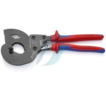 Knipex ACSR Cable Cutter (ratchet action) for cables with a steel core with multi-component grips burnished 340 mm (self-service card/blister)