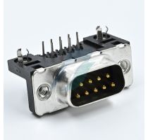 Amphenol FCI 9 Pin D-Sub Male Right Angle Delta Type W/O Stud & Nut