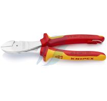 Knipex High Leverage Diagonal Cutter insulated with multi-component grips, VDE-tested with integrated insulated tether attachment point for a tool tether chrome-plated 200 mm